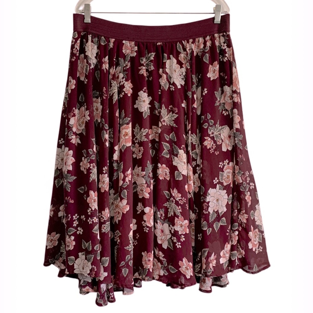 Torrid Floral Print Chiffon Midi Skirt